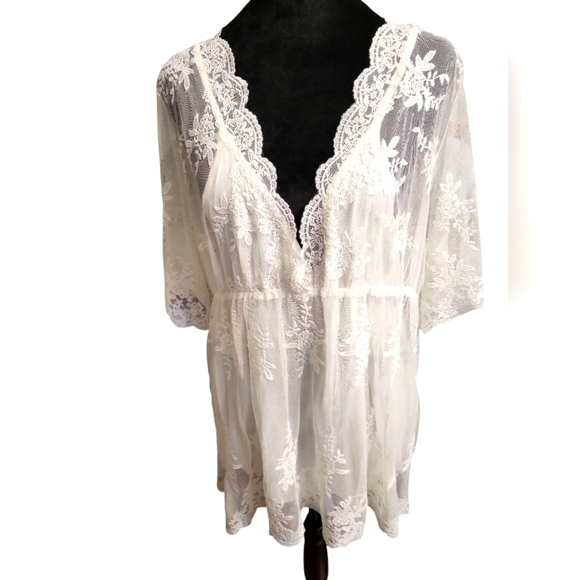 Entro large white Sheer lace Lined Tunic With Camisole NEW WITH TAGS - Picture 15 of 16